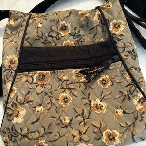 Longaberger Quilted Floral Crossbody Bag - Green and black